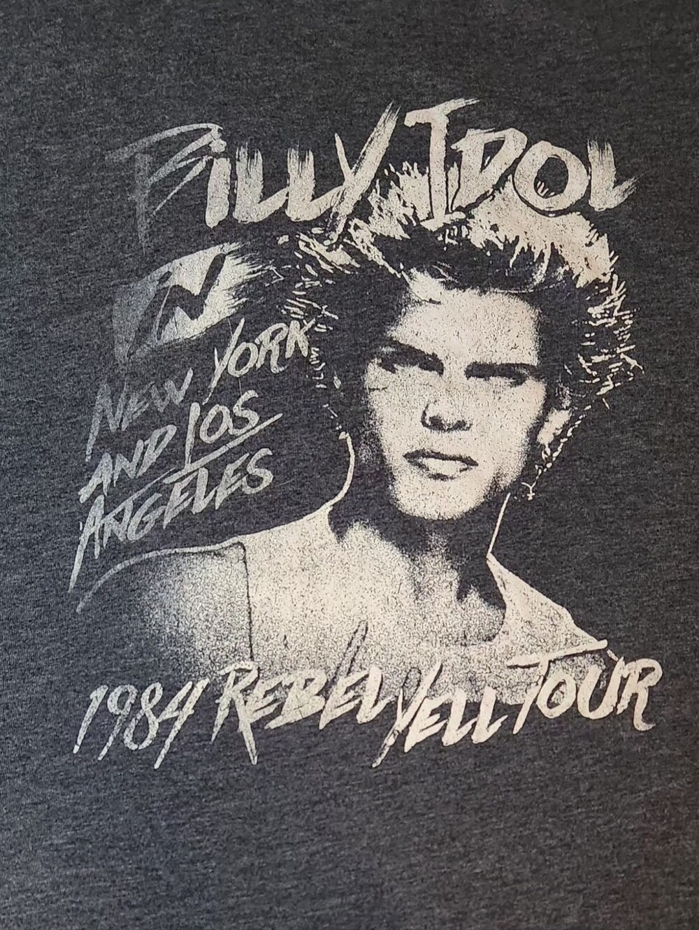 Women's Charcoal Grey Billy Idol 1984 Rebel Yell Tour Mussle Tee Tank Top XL